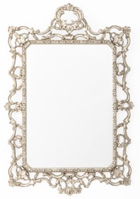 Rococo Style Silvered Wood Framed Mirror