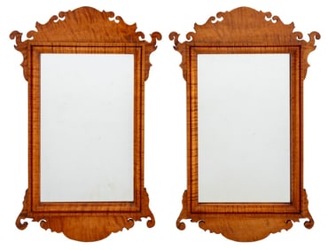 Miniature Chippendale Style Tiger Maple Mirrors, 2