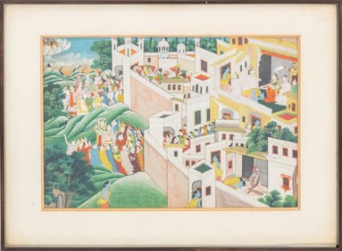 Indian Pahari School "Rukimini Haran" Gouache