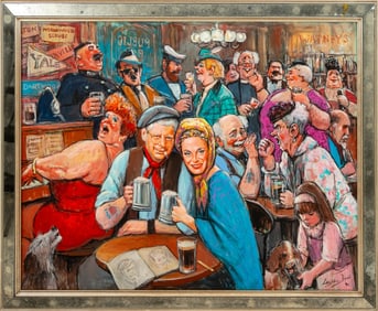 Barry Leighton-Jones Tavern Scene Oil on Canvas