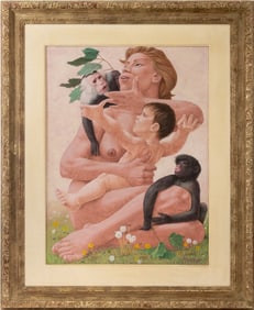 Vincent T. Smarkusz Mother, Child & Monkey Tempera