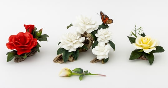 Boehm Porcelain Flower Arrangements, 4 Pcs.