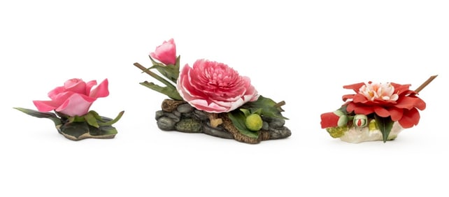 Boehm Pink Porcelain Flowers, 3 Pcs.