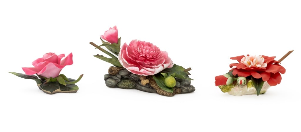 Boehm Pink Porcelain Flowers, 3 Pcs. (1 of 20)