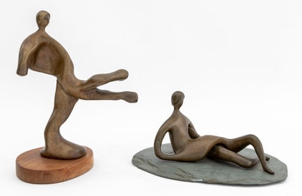 Peter Hord Stylized Figural Bronze Sculptures, 2