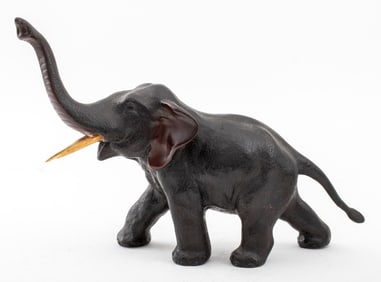 Elephant Patinated Bronze Sculpture