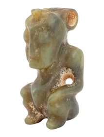 Taino Pre-Columbian Carved Jade Zemi Pendant