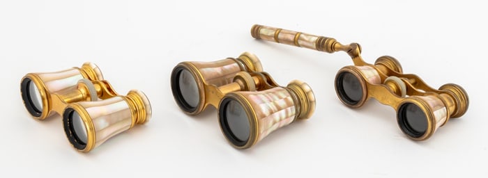 French Mother-of-Pearl Opera Glasses, 3 Pairs