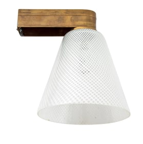 Murano Brass and White Latticino Art Glass Sconce