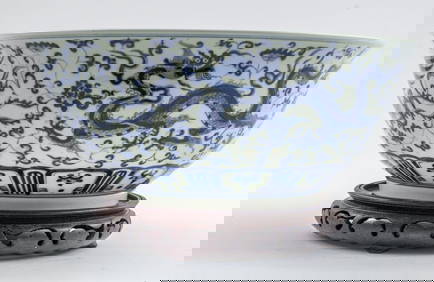 Chinese Dragon Motif Blue and White Porcelain Bowl (1 of 7)