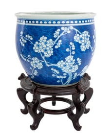 Chinese Blue & White Porcelain Prunus Jardiniere