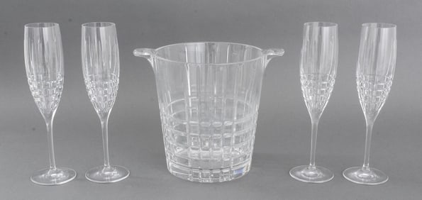 Tiffany & Co. "Plaid" Crystal Articles, 5 Pcs.