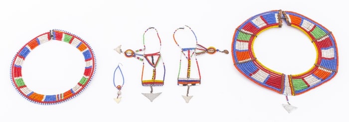 African Maasai Beaded Jewelry, 4 pieces