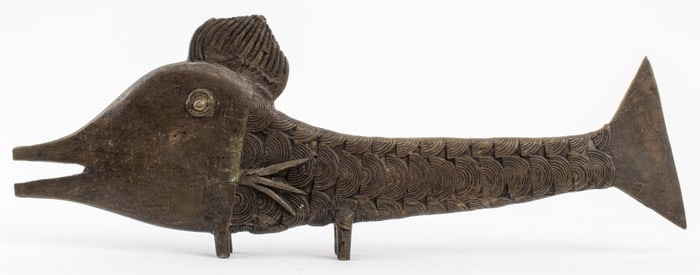 Benin Bronze Fish Sculpture