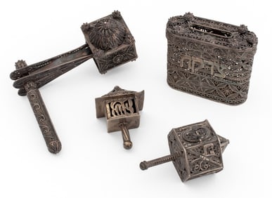 Israeli Silver Filigree Judaica Articles, 4