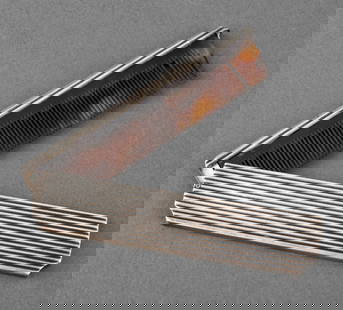 Hermes Paris Silver Travel Comb: Hermes Paris Silver Travel Comb, marked "HERMES - PARIS" to edge. Silver tested. Weight: 1.54 ozt.; closed: 3" L x 1" W. Provenance: From the estate of a prominent Chinese musician. Keywords: Designer