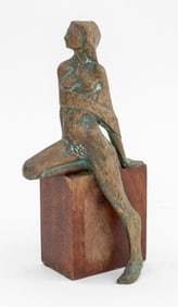 Art Deco Standing Female Nude Bronze Sculpture