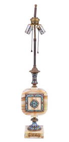 French Champleve and Banded Onyx Table Lamp (1 of 4)