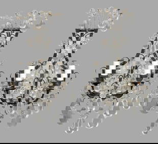 Louis XVI Style Crystal Patinated Metal Sconces, 2 (1 of 5)