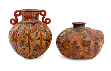 A. Mateos Tonala Gourd Form Pottery Vases, 2