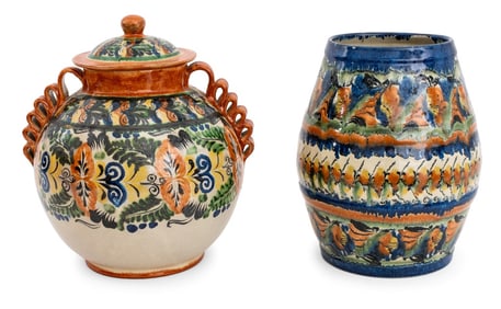 Mexican "Capelo" Glazed Stoneware Vessels, 2