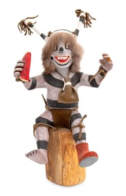 Hopi Seated Koshare Watermelon Eater Kachina Doll