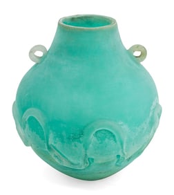 Seguso Teal Scavo Art Glass Vase