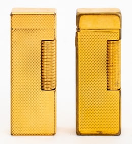 Dunhill Chased Gilt Metal Lighters, 2