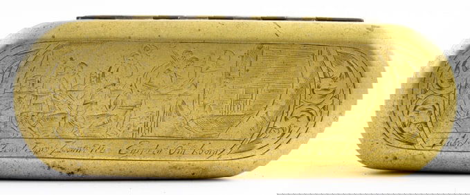 Dutch Engraved Brass & Copper Snuff Box, ca. 1800