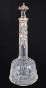 German Silver Mounted Cut Glass Decanter