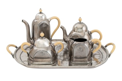 English Pewter Tea and Coffee Set, 5 Pcs.