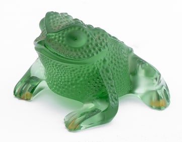 Lalique "Gregoire" Green Glass Frog Sculpture