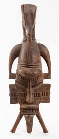 African Senufo Carved Wood Figure & Bird Mask