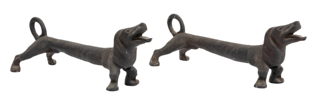 Cast Iron Dachshund Firedog Andirons, Pair (1 of 7)