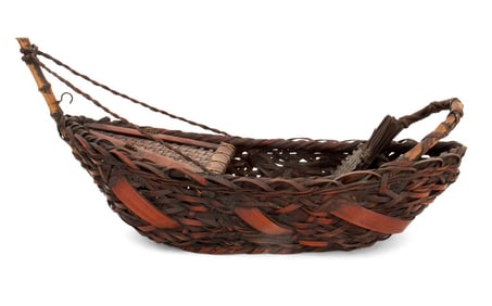 Japanese Ikebana Bamboo Boat Basket