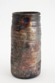 Japanese Bizen Ware Cylinder Art Pottery Vase