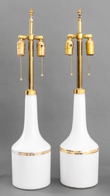 Milk Glass Table Lamps, Pair