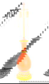 Red & Yellow Paint-Decorated Table Lamp (1 of 5)