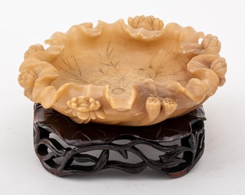 Chinese Carved Soapstone Brush Washer