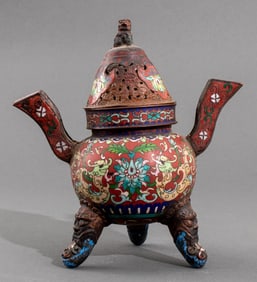 Chinese Cloisonne Enamel Covered Censer, 19th C.