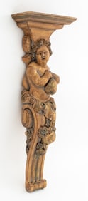 Italian Carved Wood Putto Wall Shelf
