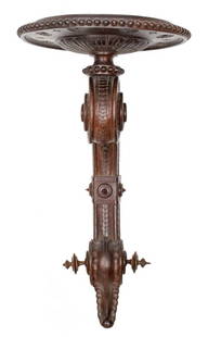Classical Manner Wood Wall Bracket: Classical Manner Wood Wall Bracket. 19" H x 10.25" H x 10.25" D. Provenance: From a New York City Collection. Keywords: Carving, Woodwork, Corbel, Wall mounted shelf, Neoclassical, Interior design, De
