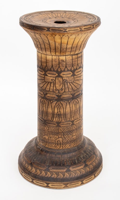 Egyptian Revival Ceramic Column Plant Stand (1 of 8)