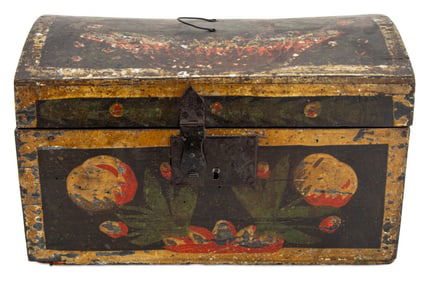 American Painted Wood Dome Document Box