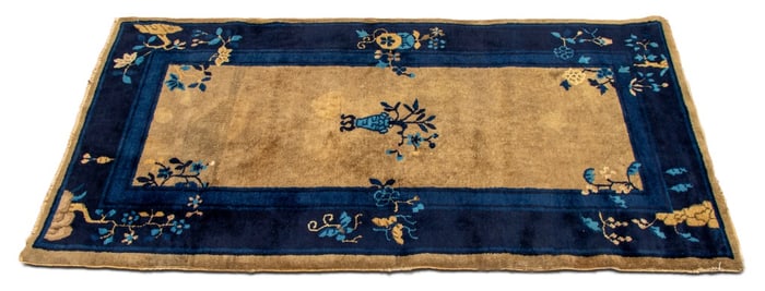Chinese Art Deco Blue Rug, 5' 9" x 3'