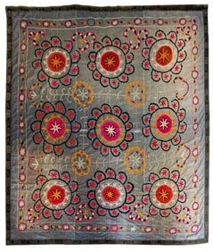 Large Suzani Embroidered Textile