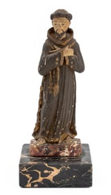 St Francis of Assisi Painted Carved Wood Sculpture