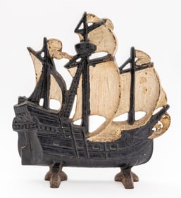 Three-Masted Ship Cast Iron Doorstop
