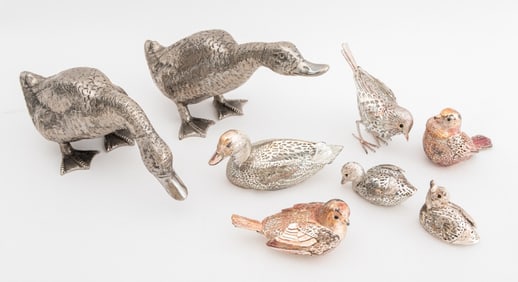 Christofle, Etc. Silver Plate Bird Sculptures, 8