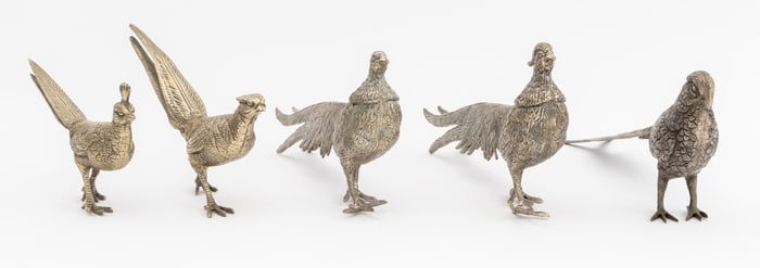 Italian Silvered Brass Bird Sculptures, 5